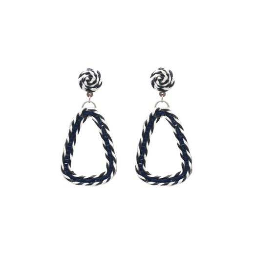 Triangular black and white drop earrings